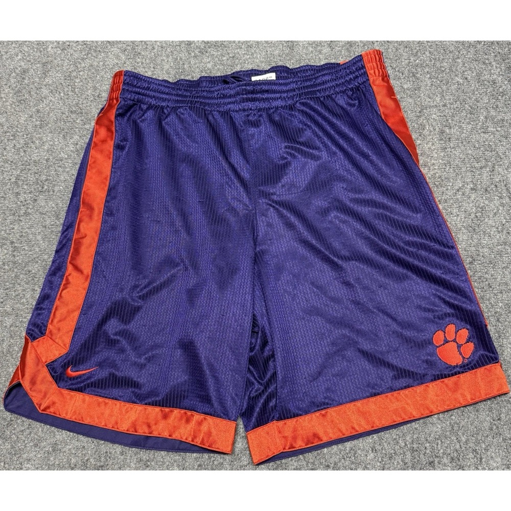 Nike Clemson Tigers Shorts Mens Large Purple Orange Basketball Dri-Fit 10"